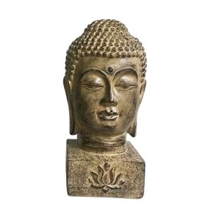 Tan Cream Color Large Buddha Head Statue Zen‎ Decor